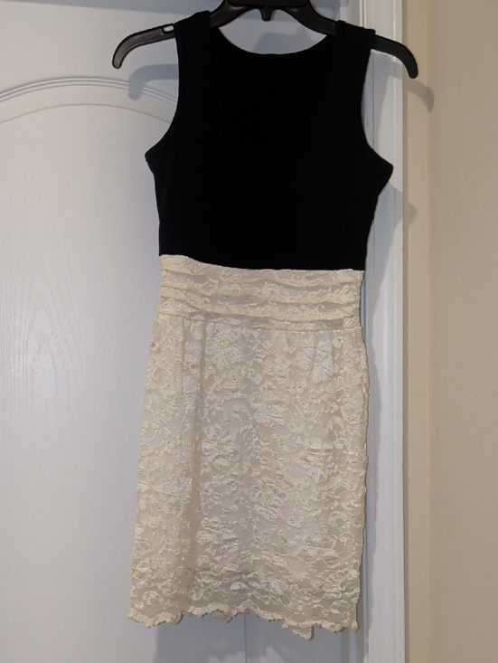 backless Dresses & Skirts - Backless Black Tank Top with Ivory Lace Skirt Dress